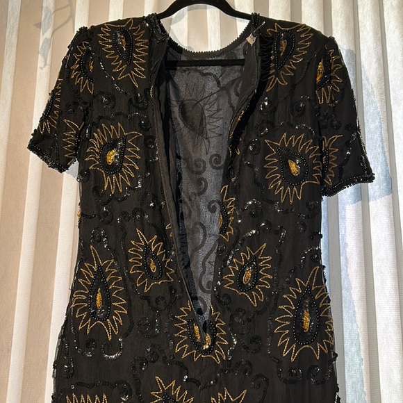 Vintage Black And Gold Sequin Beaded Mini Dress - Picture 10 of 15